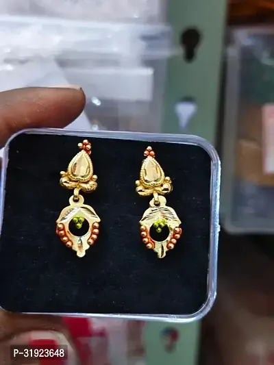 Elegant Golden Brass Earrings For Women-thumb0