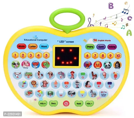 Educational Computer Mini Laptop Toy For Kids - Led Display And Fun Music - Learning Alphabets, Numbers, Words, Animals (Apple Shape)