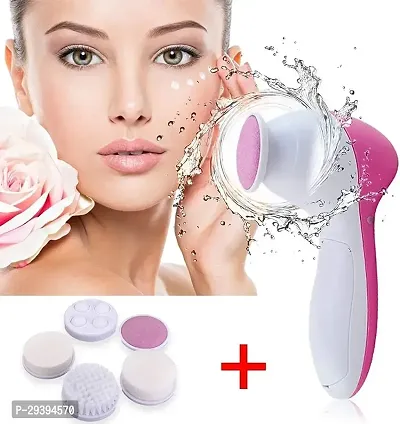 5 in 1 Face Facial Exfoliator Electric Massage Machine Care Cleanser Massager Kit (Multi Color)-thumb2