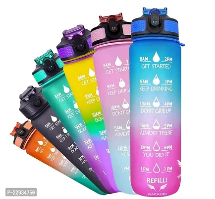 FETE PROPZ Non-breakable Silicone Water Bottle 1 Litres with Motivational Time Marker, Leakproof Durable BPA-free Non-Toxic Water Bottle for Office Gym (PACK OF 1) MULTICOLOUR-thumb0