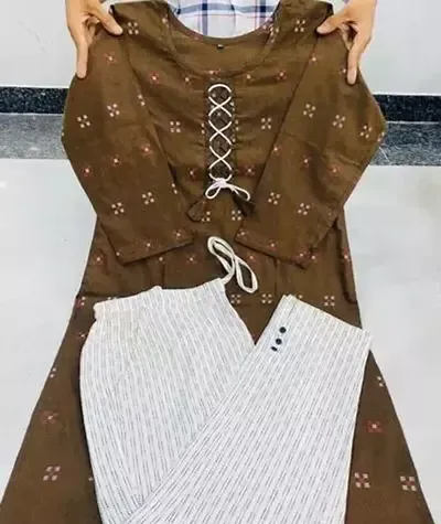 Stylish Fancy Designer Cotton Kurta With Bottom Wear Set