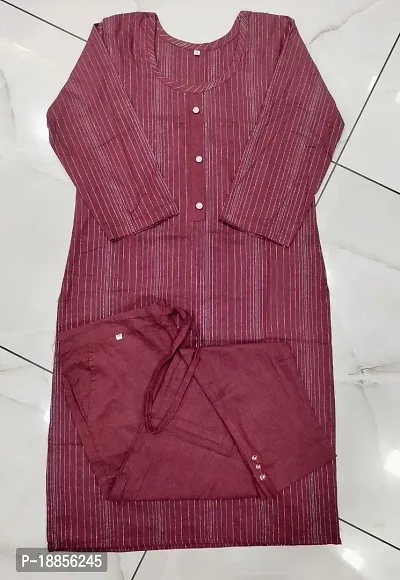 Stylish Maroon Khadi Cotton A-Line Kurta with Pant-thumb0