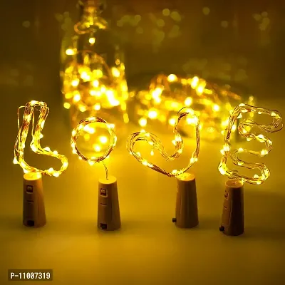 Meneon 20 LED Wine Bottle Cork Lights Copper Wire String Lights, 2M Battery Operated Wine Bottle Fairy Lights Bottle DIY, Christmas, Wedding Party (Warm White, 1 Unit)-thumb4