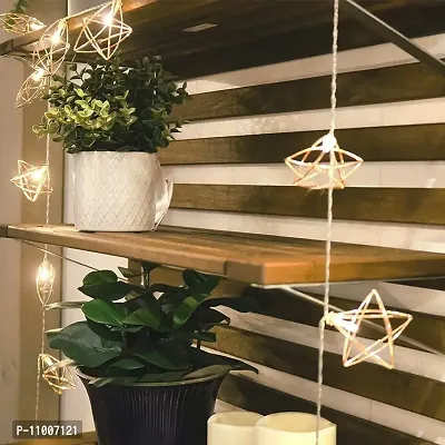 Meneon 16 LED Star String Lights, 4 Meter Metal String Lights Warm White, Gold Metal Lamps Decor for Indoor, Diwali Lights, Fairy Lights, Christmas Decorations, Indoor Lights-thumb2