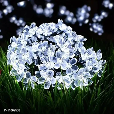 Meneon Silicone Blossom Flower Fairy String Lights, White 32 LED 8 Meter Series Lights for Festival Home Decoration (White)-thumb0