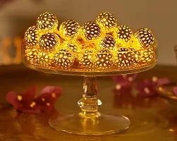 Meneon 16 LED Moroccan Ball String Lights, Diwali Decorations Golden Globe Hanging Lights Decor for Indoor, Home, Bedroom, Party, Wedding, Christmas Tree, (Warm White)-thumb1