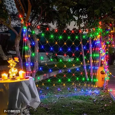 Net Mesh Curtain String Lights Waterproof, 8 Lighting Modes, 144 Led Light Bulbs, For Outdoor & Indoor, Curtain Light, Christmas Tree, Diwali Lights, Wall Decorations (8.1 ft x 7.2 ft, Multi Color)-thumb5