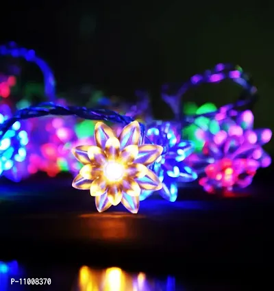 Infiprises 20 Led Lotus Flower Decoration Lights 4 Meter Plug in Fairy String Lights Diwali Christmas Home Decorative Lights (Multicolor/RGB)