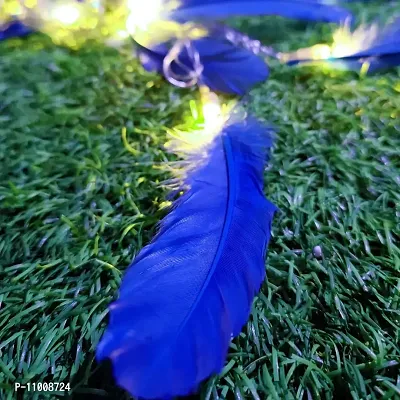 Infiprises 20 Led Blue Feather String Lights, Soft Feathers, 4 Meter Length Fairy String Lights Hanging for Diwali Decoration Christmas Decor Bedroom Garden Mandir Festival Lights ? Plug In (Warm White)-thumb4