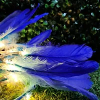 Infiprises 20 Led Blue Feather String Lights, Soft Feathers, 4 Meter Length Fairy String Lights Hanging for Diwali Decoration Christmas Decor Bedroom Garden Mandir Festival Lights ? Plug In (Warm White)-thumb1