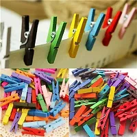 Nisco 20 Pcs Mini Coloured Wooden Clips, Multi-Function Cloth pins, Photo Paper Peg, Pin Craft Clips for Home School Arts Crafts Decor, Size: 3.5 cm-thumb3