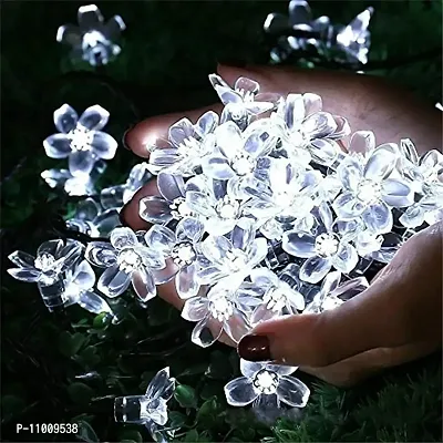 Meneon Silicone Blossom Flower Fairy String Lights, White 32 LED 8 Meter Series Lights for Festival Home Decoration (White)-thumb2