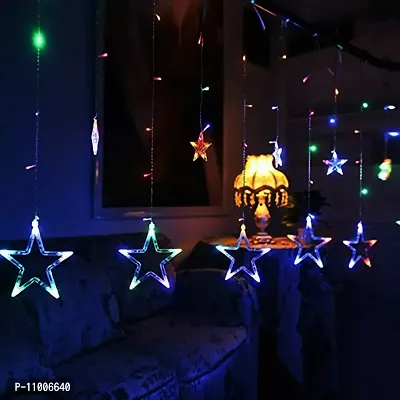 Nisco Multicolor 12 Stars LED Curtain String Lights Window Curtain Led Lights for Diwali Christmas Wedding, Diwali Star Light Curtain, Diwali led Lights, Best Gift for Diwali Lights