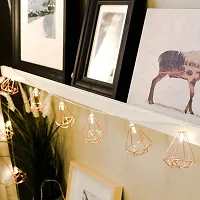 Meneon 16 LED Diamond String Lights, 4 Meter Metal String Lights Warm White, Rose Gold Metal Lamps Decor for Indoor, Diwali Decorations, Fairy Lights, Christmas Decor, Decor Lights-thumb1