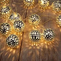 Meneon 16 LED Moroccan Ball String Lights, Diwali Decorations Golden Globe Hanging Lights Decor for Indoor, Home, Bedroom, Party, Wedding, Christmas Tree, (Warm White)-thumb2