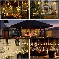 12 Stars Curtain String Lights Window Curtain Lights with 8 Flashing Modes Decoration for Christmas Decorations, Diwali Lights Wedding, Party, Home Decor, (Warm White, Pack of 1)-thumb2