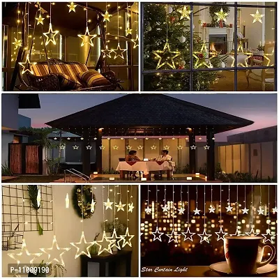 12 Stars Curtain String Lights Window Curtain Lights with 8 Flashing Modes Decoration for Christmas Decorations, Diwali Lights Wedding, Party, Home Decor, (Warm White, Pack of 1)-thumb3