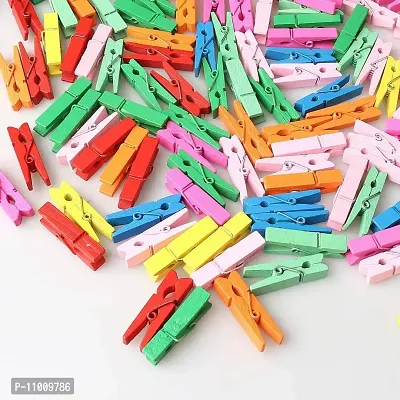 Nisco 20 PCS Mini Color Wooden Clips, Multi-Function pins Photo Paper Peg Pin Craft Clips for Home School Arts Crafts Decor, Size: 2.5 cm-thumb0