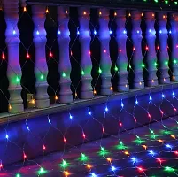 Net Mesh Curtain String Lights Waterproof, 8 Lighting Modes, 144 Led Light Bulbs, For Outdoor & Indoor, Curtain Light, Christmas Tree, Diwali Lights, Wall Decorations (8.1 ft x 7.2 ft, Multi Color)-thumb1