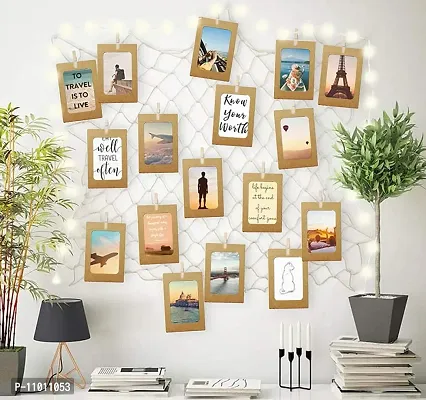 Buy Meneon Photo Hanging Display Fishing Net Picture Frame with 100 Led  Fairy String Light, 20 Brown Hanging Display Paper Photo Frame and 20  Wooden Clothespins, Wall Decoration Collage Photo Picture Frame