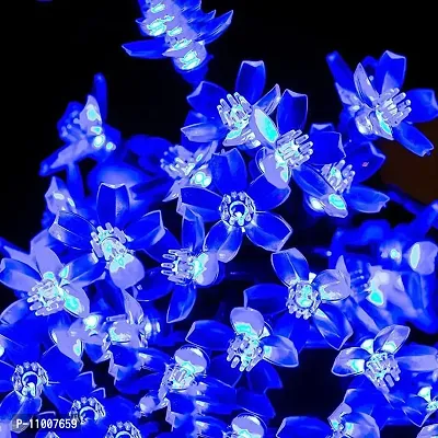 Nisco Blooming Flower 20 LED 4 Meter Blossom Flower Lights, Fairy String Christmas Lights for Diwali Home Decoration (Blue)(Plastic)