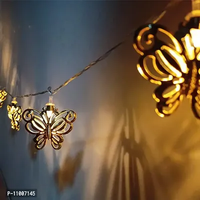Meneon 16 LED Butterfly String Lights, 4 Meter Metal String Lights Warm White, Gold Metal Lamps Decor for Indoor, Diwali Decorations, Fairy Lights, Christmas D?cor, Decoration Lights-thumb3