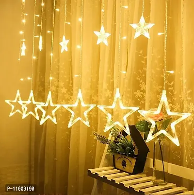12 Stars Curtain String Lights Window Curtain Lights with 8 Flashing Modes Decoration for Christmas Decorations, Diwali Lights Wedding, Party, Home Decor, (Warm White, Pack of 1)-thumb4