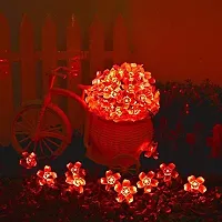 Infiprises Blooming Flower 20 LED 4 Meter Blossom Flower Lights, Fairy String Christmas Lights for Diwali Home Decoration (Red)-thumb2