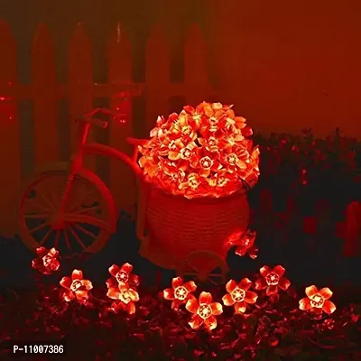 Infiprises Blooming Flower 20 LED 4 Meter Blossom Flower Lights, Fairy String Christmas Lights for Diwali Home Decoration (Red)-thumb3