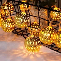 Meneon 16 LED Moroccan Ball String Lights, Diwali Decorations Golden Globe Hanging Lights Decor for Indoor, Home, Bedroom, Party, Wedding, Christmas Tree, (Warm White)-thumb3