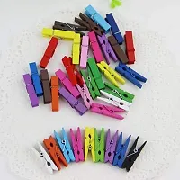 Nisco 20 PCS Mini Color Wooden Clips, Multi-Function pins Photo Paper Peg Pin Craft Clips for Home School Arts Crafts Decor, Size: 2.5 cm-thumb2