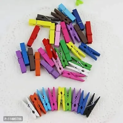 Nisco 20 PCS Mini Color Wooden Clips, Multi-Function pins Photo Paper Peg Pin Craft Clips for Home School Arts Crafts Decor, Size: 2.5 cm-thumb3