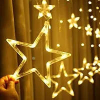 12 Stars Curtain String Lights Window Curtain Lights with 8 Flashing Modes Decoration for Christmas Decorations, Diwali Lights Wedding, Party, Home Decor, (Warm White, Pack of 1)-thumb4