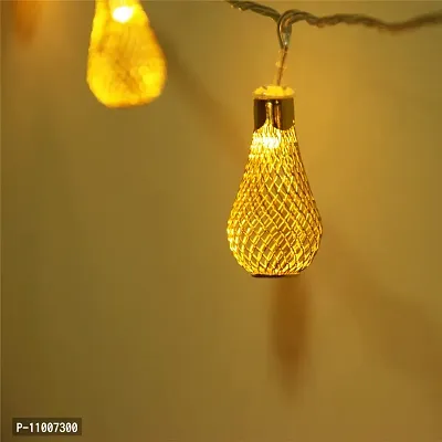 Meneon 16 LED Water Drop String Lights, 4 Meter Metal String Lights Warm White, Gold Metal Lamps Decor for Indoor, Diwali Decorations, Fairy Lights, Christmas Decor, Decor Lights-thumb4