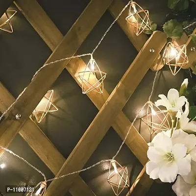 Meneon 16 LED Star String Lights, 4 Meter Metal String Lights Warm White, Gold Metal Lamps Decor for Indoor, Diwali Lights, Fairy Lights, Christmas Decorations, Indoor Lights-thumb5