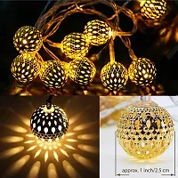 Meneon 16 LED Moroccan Ball String Lights, Diwali Decorations Golden Globe Hanging Lights Decor for Indoor, Home, Bedroom, Party, Wedding, Christmas Tree, (Warm White)-thumb4