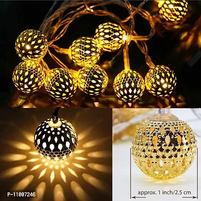 Meneon 16 LED Moroccan Ball String Lights, Diwali Decorations Golden Globe Hanging Lights Decor for Indoor, Home, Bedroom, Party, Wedding, Christmas Tree, (Warm White)-thumb5