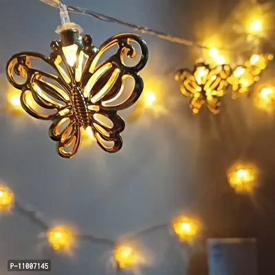 Meneon 16 LED Butterfly String Lights, 4 Meter Metal String Lights Warm White, Gold Metal Lamps Decor for Indoor, Diwali Decorations, Fairy Lights, Christmas D?cor, Decoration Lights-thumb0