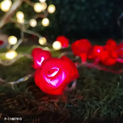 Nisco Red Rose Flower String Light, 13.4 ft 20 Led, Romantic Flower Roses Fairy Light, Suitable for Wall Hanging, Diwali Lights, Christmas Tree, New Year, Bedroom Decoration ? Led Colour Red-thumb2