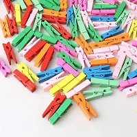 Nisco 20 Pcs Mini Coloured Wooden Clips, Multi-Function Cloth pins, Photo Paper Peg, Pin Craft Clips for Home School Arts Crafts Decor, Size: 3.5 cm-thumb4