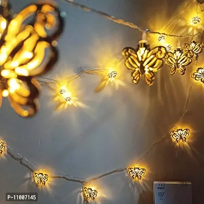 Meneon 16 LED Butterfly String Lights, 4 Meter Metal String Lights Warm White, Gold Metal Lamps Decor for Indoor, Diwali Decorations, Fairy Lights, Christmas D?cor, Decoration Lights-thumb2