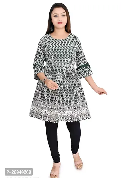 Stylish Grey Cotton Printed A-Line Dress For Women