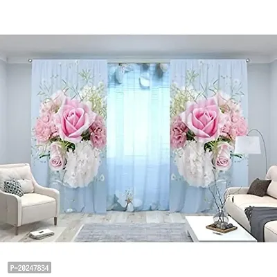 V21 DECOD? 3D Rose Flowers Digital Printed Polyester Fabric Curtains for Bed Room, Living Room Kids Room Color Pink Window/Door/Long Door (D.N.1812)