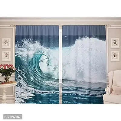 V21 DECOD? 3D Sea-View Digital Printed Polyester Fabric Curtains for Bed Room, Living Room Kids Room Color Sky Window/Door/Long Door (D.N.2022)