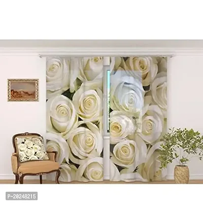 VIS 3D Rose Flowers Digital Printed Polyester Fabric Curtains for Bed Room, Living Room Kids Room Color Pink Window/Door/Long Door (D.N.1726) (1, 4 x 7 Feet (Size: 48 x 84 Inch) Door)-thumb0