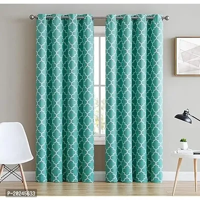 VIS 3D Lattice Thermal Design Digital Printed 100% Blackout Fabric Curtain for Bed Room, Living Room Kids Color White Window/Door/Long Door (D.N.125) (1, 4 x 7 Feet (Size ; 48 x 84 Inch) Door)