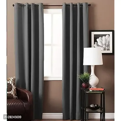 VIS Both Sided 100% Blackout Fabric Curtain for Bed Room Kids Room Living Room Drawing Room Color Grey Window/Door/Long Door (D.N.156)