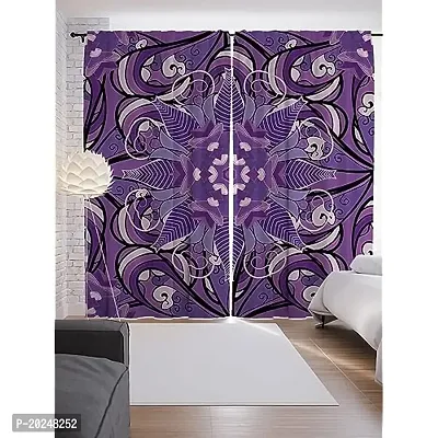 V21 DECOD? 3D Beautiful Design Digital Printed Polyester Fabric Curtains for Bed Room, Kids Room Color Purple Window/Door/Long Door (D.N.2052)-thumb0