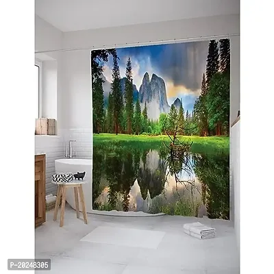 V21 DECOD? 3D Natural Scenery Digital Printed Polyester Fabric Curtains for Bed Room, Living Room Kids Room Color Green Window/Door/Long Door (D.N.1985)-thumb0