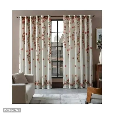 VIS 3D Flower Digital Printed Polyester Fabric Curtain for Bed Room, Living Room Kids Room Color White Window/Door/Long Door (D.N. 535)-thumb0